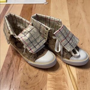 NWT Coach Vintage Bonney Signature Brown Monogram Canvas Convertible High-Tops